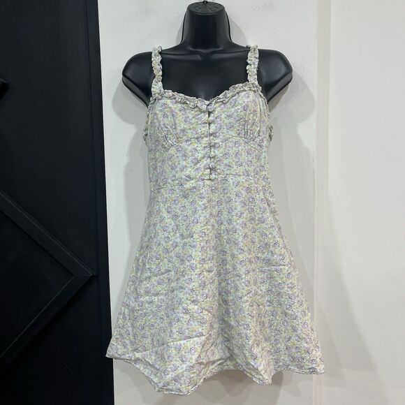 Zara Pastel Floral Mini Dress Size Medium Spring Cottage - Picture 1 of 8